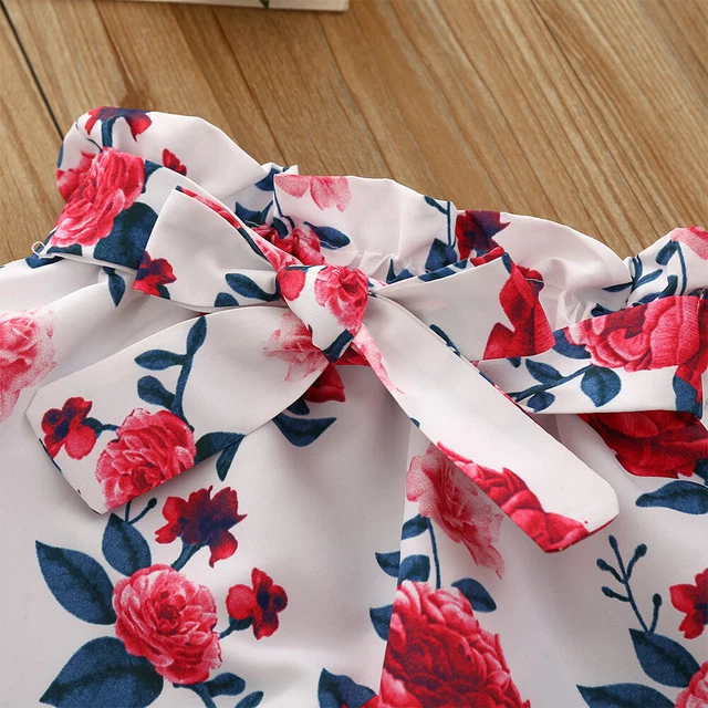 Newborn Baby Girls Ruffle Long Sleeve Romper Tops + Floral Pants Clothes Outfits 11