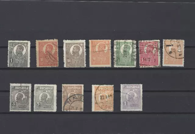 ROMANIA 1920 KING FERDINAND Collection of 12 stamps used & mint