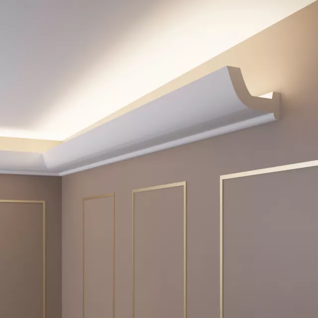 Profil LED, Corniche de Plafond En Polystyrène XPS, 20 Mètres OL-7 Blanc