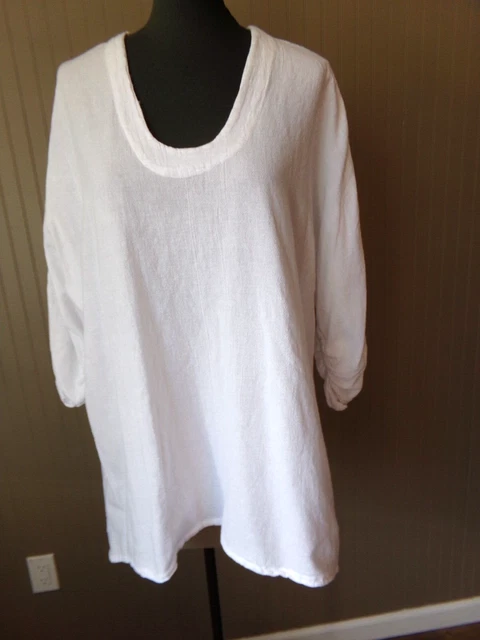 OH MY GAUZE White Cotton Gauze Tunic Top Shark Bite Hem Size 3 XL OH MY GAUZE White Cotton Gauze Tunic Top Shark Bite Hem Size 3 XL