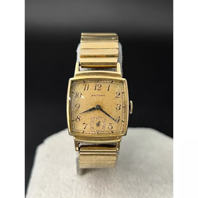 Vintage 1950s Waltham Men's Watch, Art Deco Style, Mechanical, Running