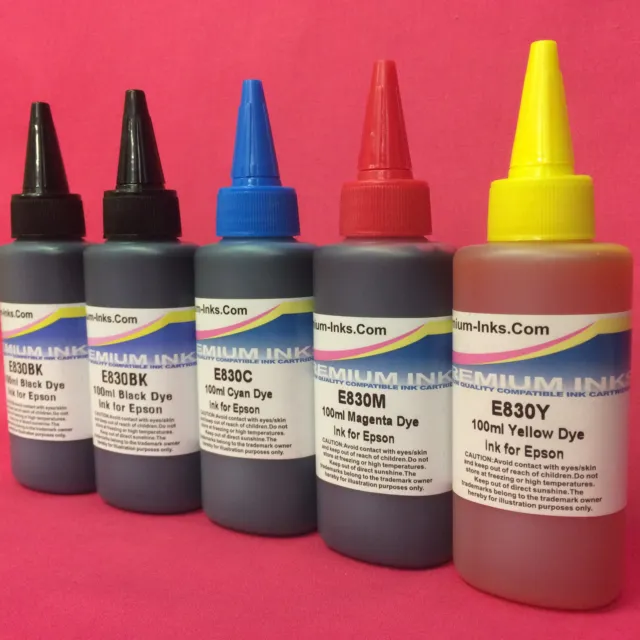 Botellas de recarga de tinta de 5x100 ml para Epson Expression Premium XP600 XP605 XP700 XP800