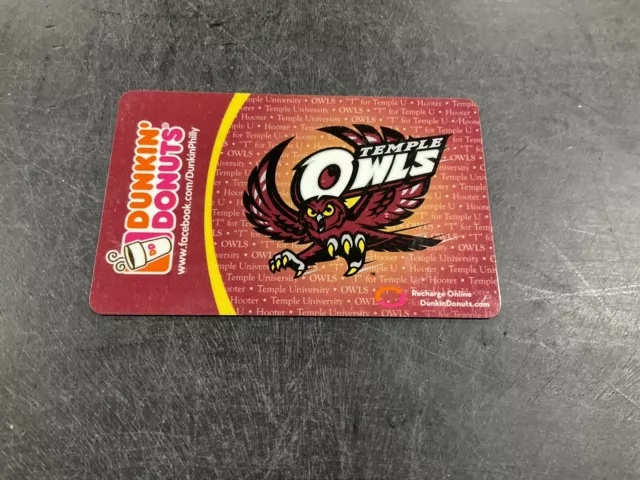 DUNKIN DONUTS GIFT CARD NO VALUE COVER:Temple Owls