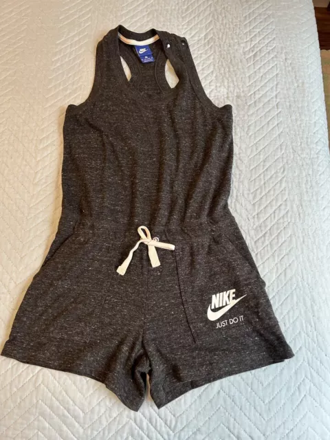 Nike Gray Sleeveless Racerback Tank Jersey Knit Shorts One Piece Romper Size XS