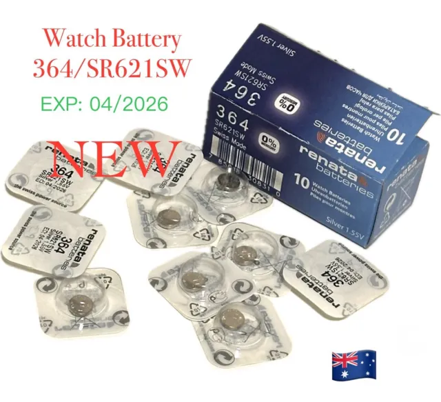 1 × Renata Sr621Sw/ 364 Silver Oxide 1.55V Watch Battery Batteriy Exp 04/2026