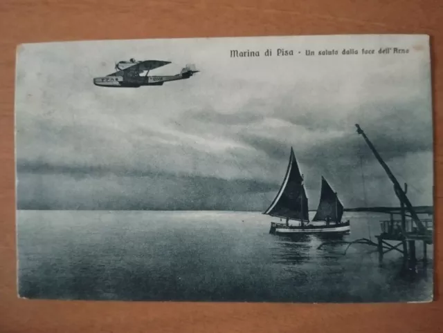 Marina Di Pisa -Idrovolante Un Saluto Dalla Foce Dell'arno 1930 Rara