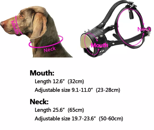 No Bite Dog Muzzle Spiked Studded Adjustable basket Cage German Shepherd Pitbull 3