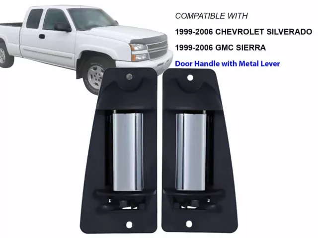 For Exterior Metal Door Handle 99 - 06 Silverado Sierra Extended Cab Rear Pair
