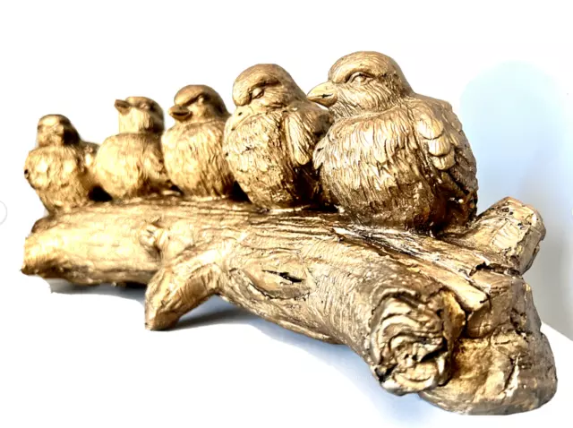 Branch Sculpture 5-Golden Birds Garden Ornament Indoor Outdoor Home Decor New