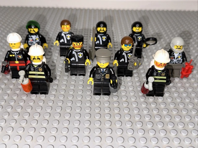 LOT OF 11 VTG LEGO City Fireman Police Officer minifigures Firefighter