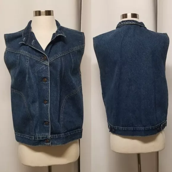 Vintage Levi Strauss Tops Blue Jean Vest Button Down Woman's Small
