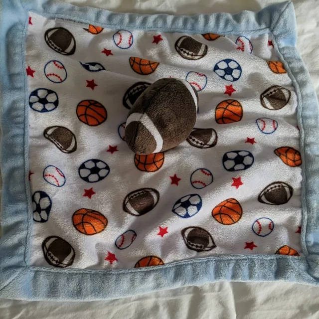 Carters Football Baby Security Lovey Blanket Soccer Basketball Baseball Blue L22