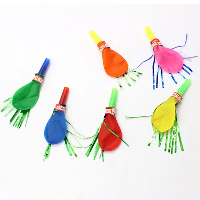 100 piezas Globo Musical Blow Outs Mezclado Brillo Flecos Metálico Ruido Niños