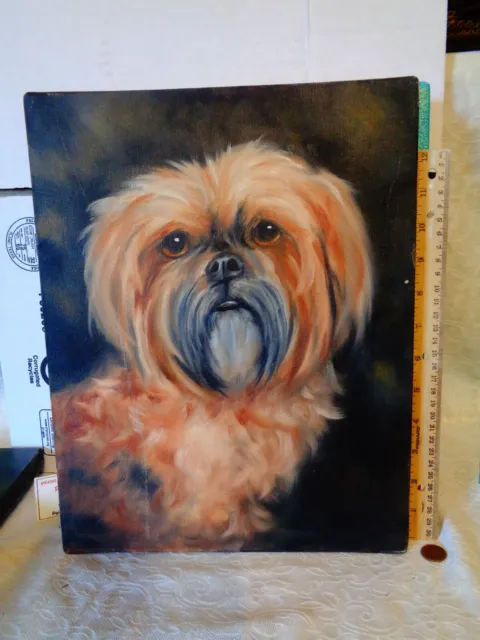 Original Hand Painted Acrylic on Canvas Dog Portrait - Unsigned - 11" x 14"