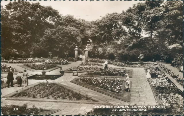 Postcard posted 1961 Lancashire Blackpool St. Annes, Ashton gardens real photo