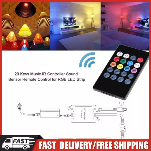 20 Tasti Musica IR Controller Audio Sensore Telecomando per Striscia LED RGB DE