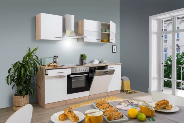 Cucina attrezzata cucinino di Rovere Bianco Merle 220 CM