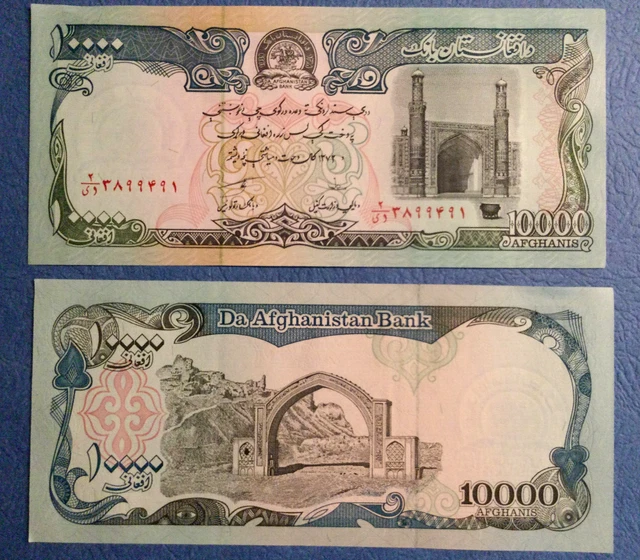 Afghanistan,10,000 Afghanis Bank Note,Crisp Unc,Free S/H From Usa"
