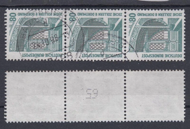 Bund 1342 A RM 3er Streifen mit ungerader neuer Nummer SWK 80 Pf gestempelt