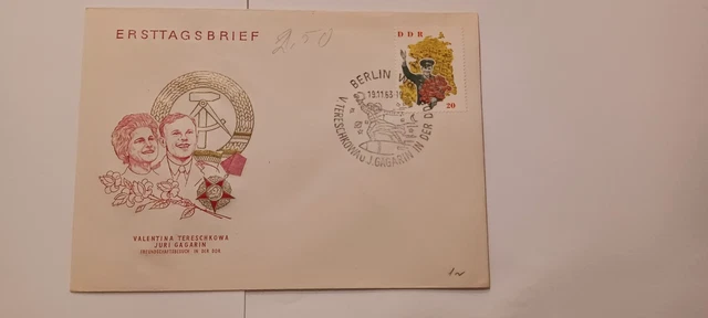 Ersttagsbrief DDR 1963 Valentina Tereschkowa Juri Gagarin Berlin W8 19.11.63