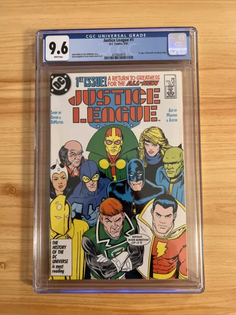 Justice League #1 Cgc 9.6 Graded White Pages -1St Appearance Maxwell Lord (1987)