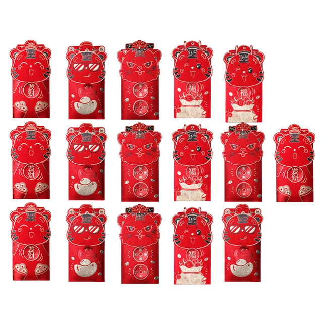 16 Pcs Cash Envelopes Year The Tiger Red Envelope Zodiac Gifts Christmas