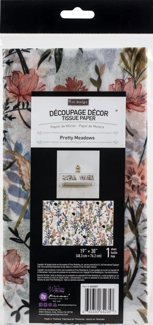 Papel tejido decorativo decoupage Prima Re-Design 19""X30""-Pretty Meadows -REDTP-52357