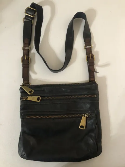 FOSSIL Black Pebble Leather Crossbody/Shoulder Purse Bag
