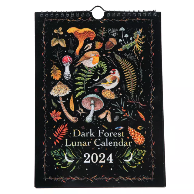DARK FOREST LUNAR Calendar 2024 Wall Calendar Art Monthly Moon Hanging
