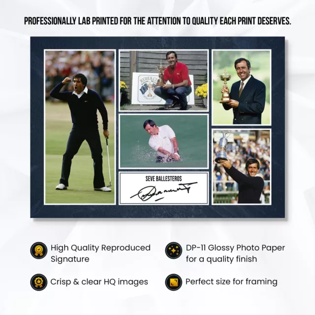 SEVE BALLESTEROS Signed Pre-Print A4 Montage PHOTO Gift Print OPEN GOLF 3