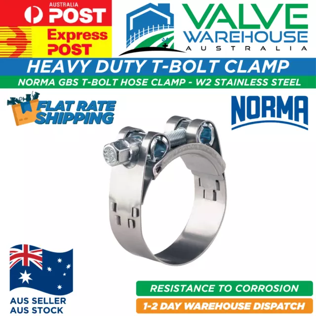 NORMA GBS Heavy Duty T Bolt Hose Clamp - W2 Stainless Steel Band