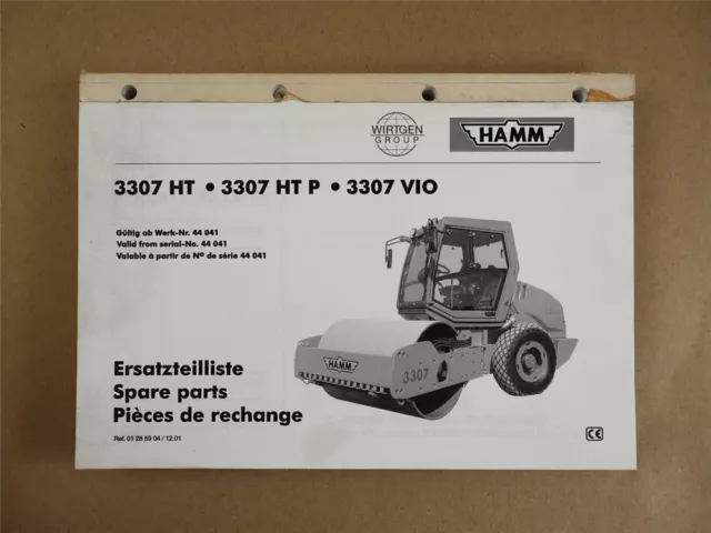 Hamm 3307 HT HTP VIO Walze Ersatzteilliste Spare Parts Pieces de rechange 2001