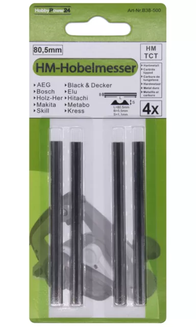 4 HM Hobelmesser 80,5mm für Hobel Elektrohobel ELU MFF40 / MFF80 / PF161 / B38