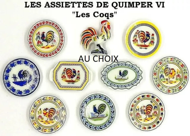 LES ASSIETTES DE QUIMPER VI LES COQS FEVE ASSIETTE PORCELAINE 3D au choix