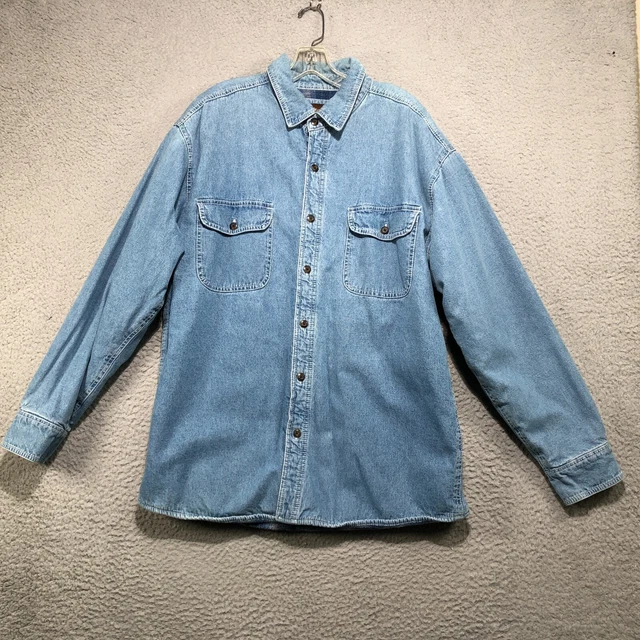 Levis Jacket Mens XL Blue Denim Button Up Shacket Fleece Lined Outdoor Casual