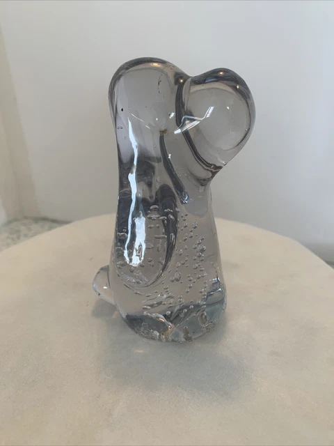 Leonard TOWLE Dog PAPERWEIGHT glass Hound Controlled Bubble  4.25" Clear