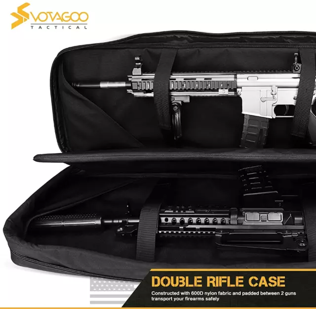 VOTAGOO Double Rifle Case Gun Bag, Safely Long-Barrel Firearm Transportation