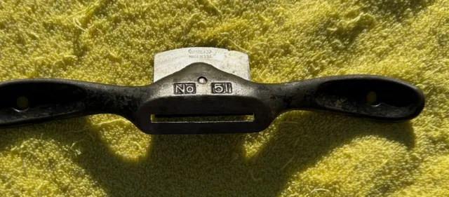 Vintage Stanley No 51 Plane Block Logo Drawknife Spokeshave Tool Stamped "U"