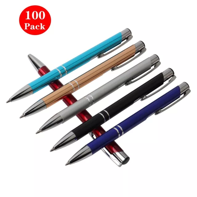 Lot Bulk 100 Advertising Personalized Laser Engraved Metal Ballpoint Pens Custom