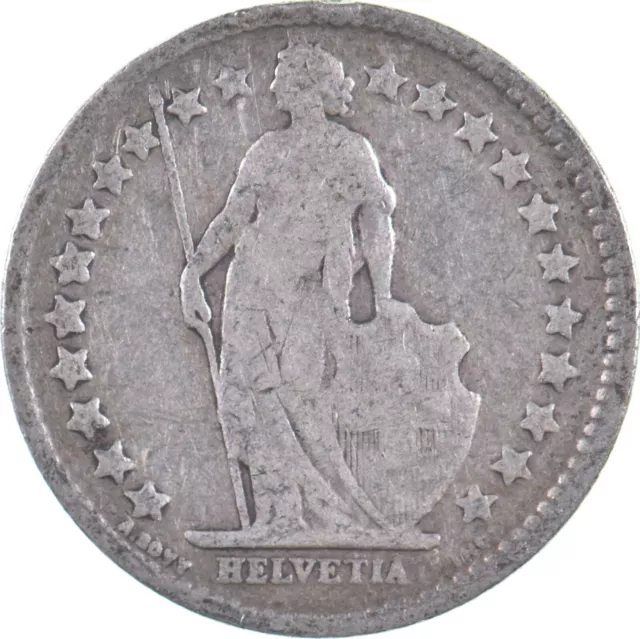 Roughly the Size of a Dime 1907 Switzerland 1/2 Franc World Silver Coin *376