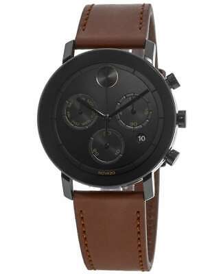 New Movado Bold Evolution Black Dial Leather Strap Men's Watch 3600758