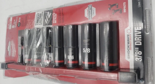 Milwaukee 49-66-7024 Shockwave Impact 3/8" 6 Point Drive Sockets: 8-Piece Set