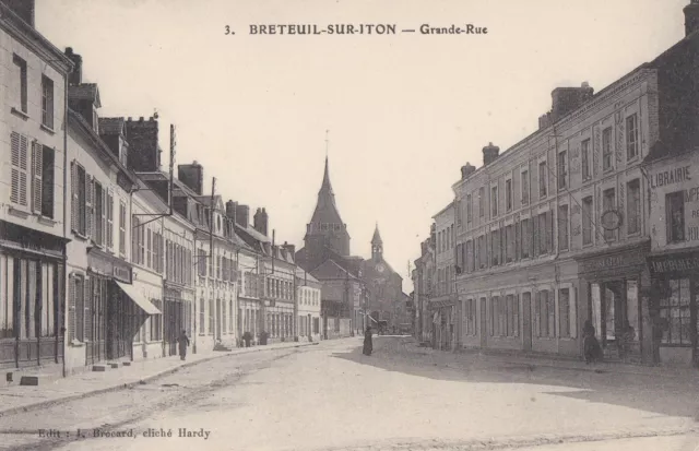 CPA 27 NORMANDIE EURE Env. Bernay BRETEUIL sur ITON  AVRE Grande Rue 1919 Animée