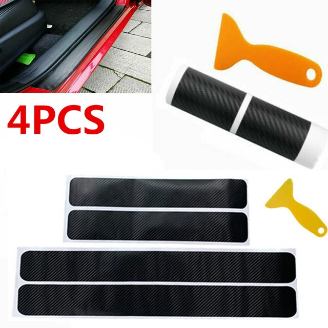 Car Door Sill Protector Sill Scuff Plate Cover Carbon Fiber Stickers Sticker 4X
