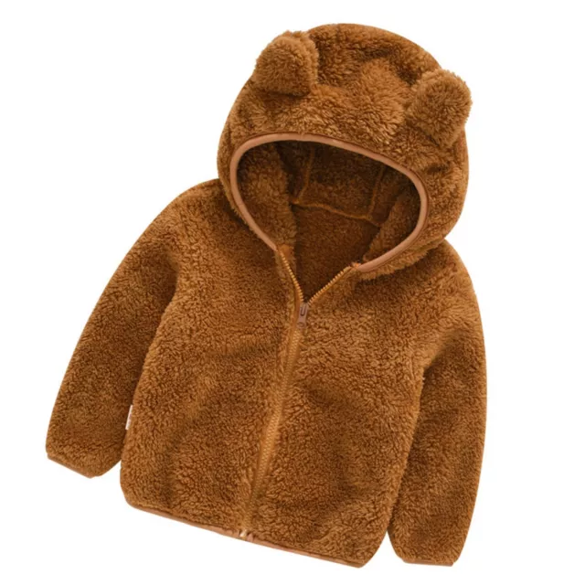 Plush Jacket Thick Lovely Solid Color Kids Warm Fluffy Jacket All-matched