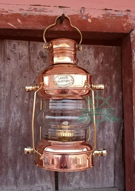 Antike Anker-Öllampe aus Messing und Kupfer, nautische Schiffslaterne,...