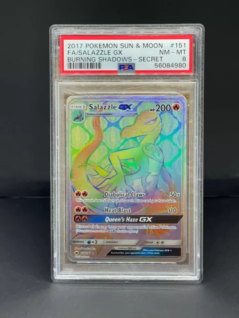 Pokemon Burning Shadows Salazzle GX Full Art Secret Rare PSA 8 NM-MT 151/147