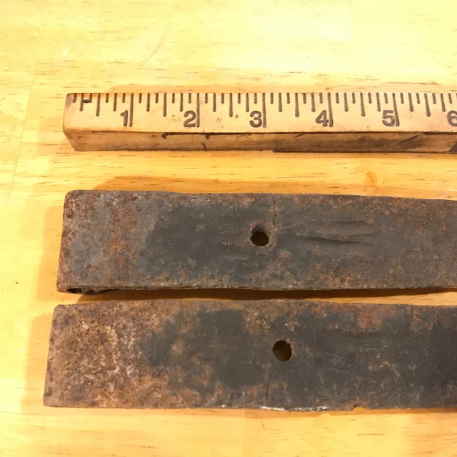 Antique Barn Strap Hinges Hand Hammered Wrought Iron  Approximately 11” - 13” 4