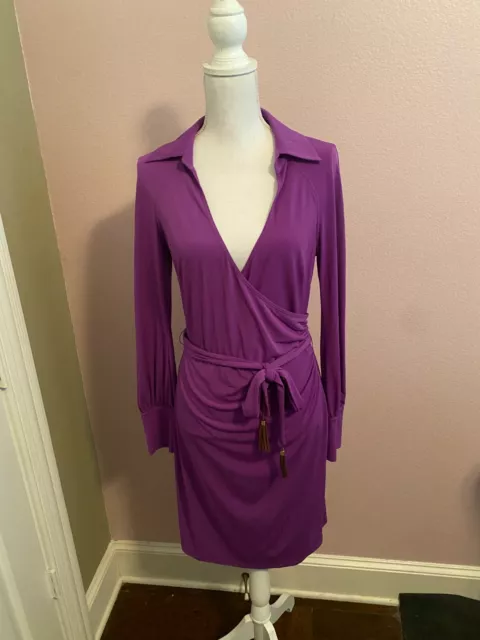 LAUNDRY by SHELLI SEGAL Womens Size 10 Dress Wrap Tie Purple
