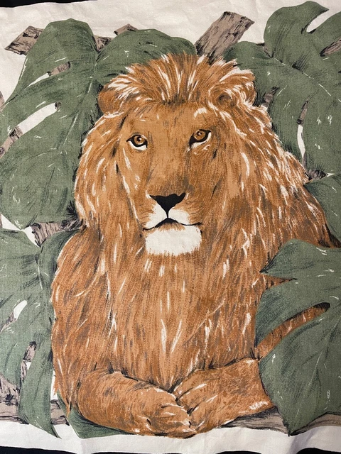 VTG JOAN KESSLER Concord Lion Tiger Cheetah Print Cotton Fabric 43" Wx